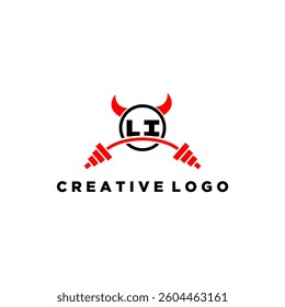 LI initial monogram for fitnes or gym logo with devil style design