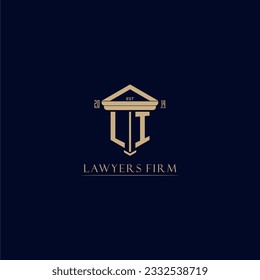 Logotipo inicial de la firma de abogados en monograma con diseño de hitos