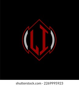 LI initial monogram logo for gaming with Gemoteric line shape style design on isolated background