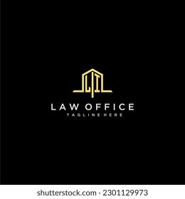 Logotipo inicial de monograma de LI para oficina de leyes con imagen de diseño de oficina en el hogar
