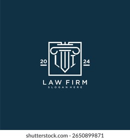 LI initial monogram logo for lawfirm with pillar design in creative square