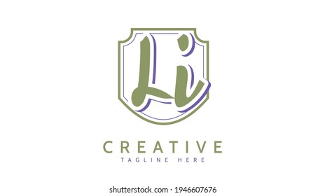 LI Initials, handwriting logo vector