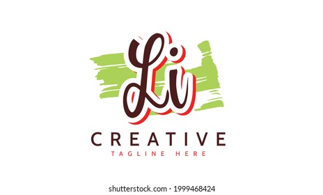 LI Initials, handwriting logo vector