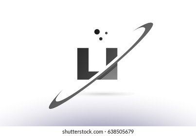 li l i alphabet letter logo black white grey swoosh creative text dots company vector icon design template