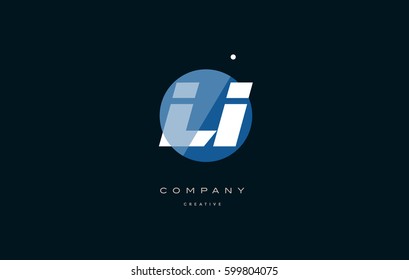 li l i  blue circle dot big font alphabet company letter logo white design vector icon template 