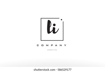 li l i hand writing written black white alphabet company letter logo square background small lowercase design creative vector icon template 