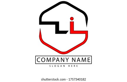 Li o L i letra inicial de diseño del logotipo con forma hexagonal