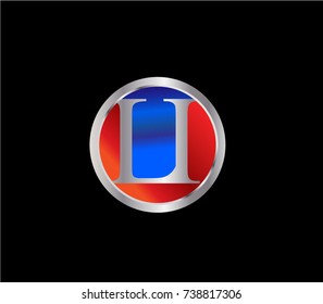 LI Letter logo Design in a circle. Blue and silver colored
