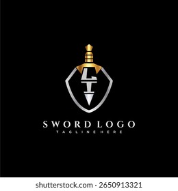 LI letter luxury monogram for shield and sword style image