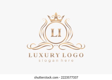 LI Letter Royal Luxury Logo template in vector art for Restaurant, Royalty, Boutique, Cafe, Hotel, Heraldic, Jewelry, Fashion and other vector illustration.