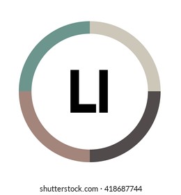 LI letters, four colors in abstract background logo, design identity in circle, alphabet letter