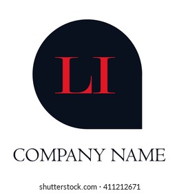 LI Letters red , Abstract black background logo, Design identity in shape, Alphabet letter