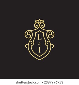 LI line vintage initial logo in high quality professional design that will print well across any print media
