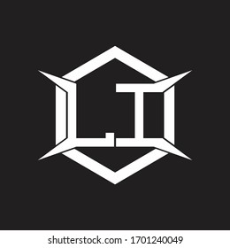 Monograma de logotipo LI con hexágono y plantilla de diseño de cuatro ejes