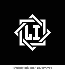 Logotipo de monograma LI con cuadrado abstracto alrededor de la plantilla de diseño