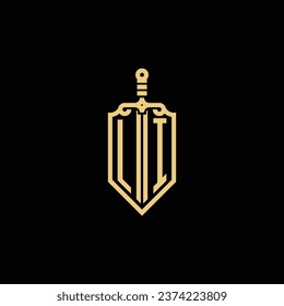 LI vintage shield and sword initial logo in high quality professional design that will print well across any print media