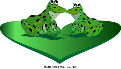 lia couple of frog on green heart