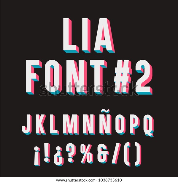 Lia Font 2 3d Typography Set Stock Vector Royalty Free