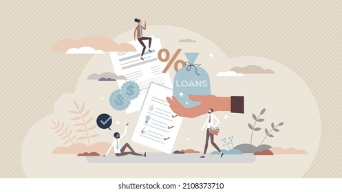 Liabilities as company budget expenditures with debits and loans tiny person concept. Business financial obligations management with regular credit and mortgage payments control vector illustration