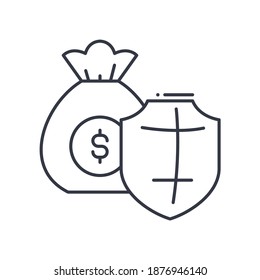 Icono de pasivos, ilustración lineal aislada, vector de línea delgada, signo de diseño web, símbolo de concepto de contorno con trazo editable sobre fondo blanco.