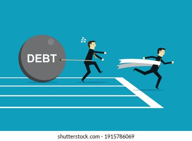 Liabilities are the weight of the finish line, Vector illustration in flat style