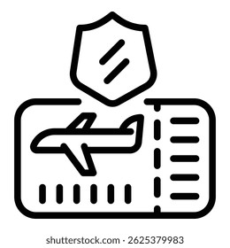 Ícone do bilhete de avião de responsabilidade. Outline Liability ícone vetor do ticket aéreo para web design isolado no fundo branco