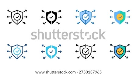 Liability Insurance icons set multiple style collection. Editable stroke 
