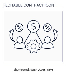 Liability line icon. Joint and several liability. Responsibility shared by multiple parties. Wronged party may sue any or all of them.Contract concept. Isolated vector illustration. Editable stroke