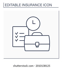 Liability line icon. State of being legally responsible. Protection against claims resulting from injuries and damage.Insurance concept. Isolated vector illustration. Editable stroke