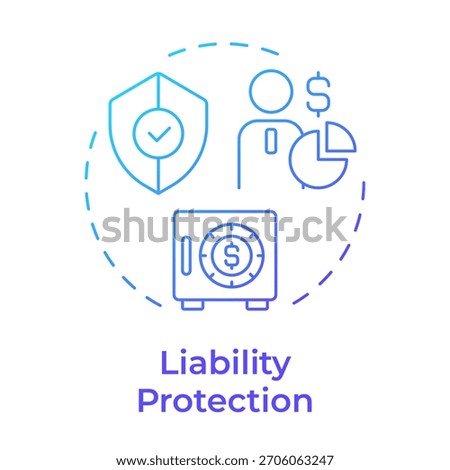 Liability protection blue gradient concept icon. Legal security. Benefit of LLC. Business development. Round shape line illustration. Abstract idea. Graphic design. Easy to use in infographic