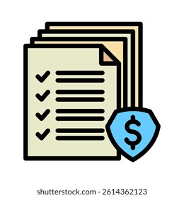 Liability Report mini illustration colored outline icon, use for taxation, economy, business, finance, UI, UX kit, app and web development, digital or print.
