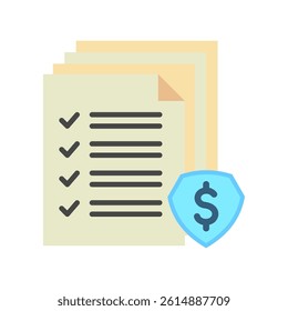 Liability Report mini illustration flat color icon, use for taxation, economy, business, finance, UI, UX kit, app and web development, digital or print.
