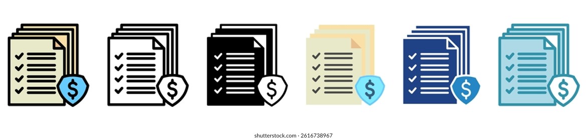 Liability Report multi style, mini illustration icon set. outline, flat, glyph, line color. vector for UI, UX, app and web, digital or print, related to Taxation, finance, audit and more.