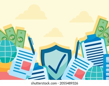 Liability symbol set on yellow background