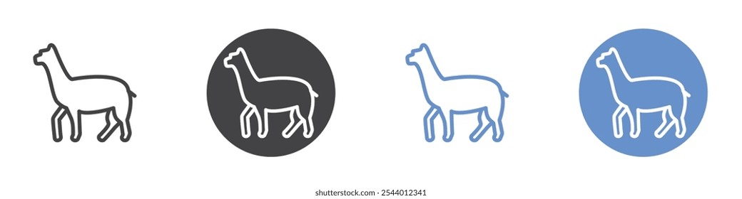 Liama icon Flat set in black and white color
