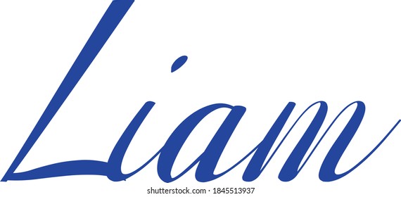 Liam-Male Name Cursive Calligraphy Blue Color Text on White Background