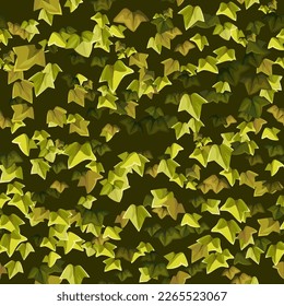 Liana branches and tropical leaves. Ivy seamless pattern. Game cartoon element of creeper jungle. Isolated vector illustration on dark background.