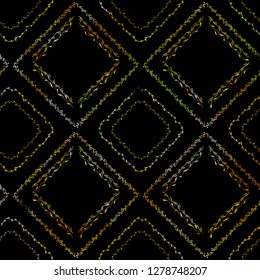 Liana golden pattern on black background. Foliage decor wallpaper.