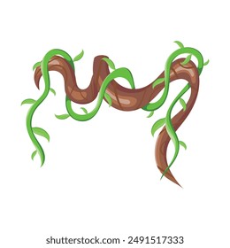 Liana jungle frame. Rainforest liana wild greenery. Cartoon plant, creeper branch. Jungle liana creeping vines with leaves formed in rectangle frames. Vector illustration