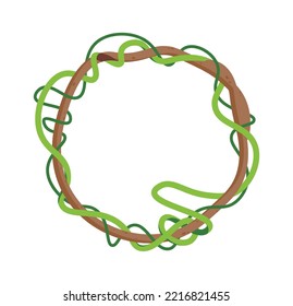Liana jungle round frame flat illustration