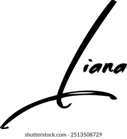 Liana Nombre De La Niña Tipografía Cursiva Mano Escrito Pincel Texto