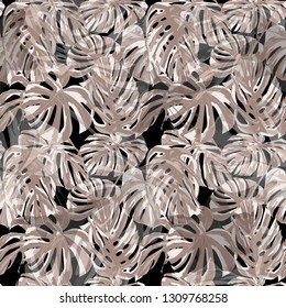Liana Pattern. Summer Design for Swimwear. Exotic Palm Greenery Backdrop. Repeat Illustration. Liana Seamless Pattern.