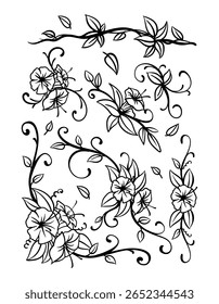 Liana Swirl Flower Vector on Black Colour