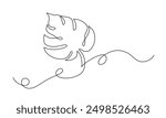 Liane leaf in one continuous line drawing. One line poster. Outline leaf. Element for interior design and presentations. Vector illustration.