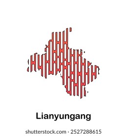 Lianyungang mapa vetor tecnológico da cidade, modelo de design de logotipo, ícone, vetor, símbolo, criativo, ideia.