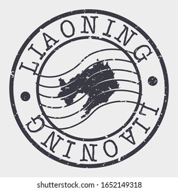 Liaoning China Stamp Postal. A Map Silhouette Seal. Passport Round Design. Vector Icon Design Retro Travel.