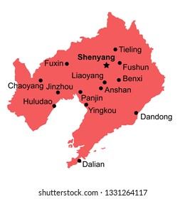 Liaoning map with major cities region of China vector illustration
