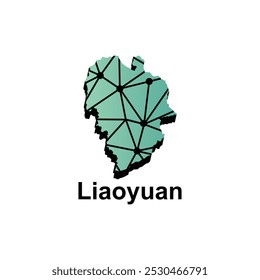 Mapa de Liaoyuan. mapa de Vector del diseño de estilo de tecnología Country de capital de China, Plantilla de ilustración sobre fondo blanco