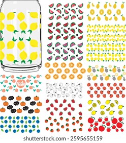 Libbey can glass wrap, Coffee can, 16oz Full wrap, Teacher, fruits, leopard animal, cow, bee, honey, sea, meramide, paw, hearts, love, school, apple, strawberry, football, dogs, rainbow, race, flower