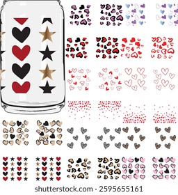 Libbey can glass wrap, Coffee can, 16oz Full wrap, Teacher, fruits, leopard animal, cow, bee, honey, sea, meramide, paw, hearts, love, school, apple, strawberry, football, dogs, rainbow, race, flower